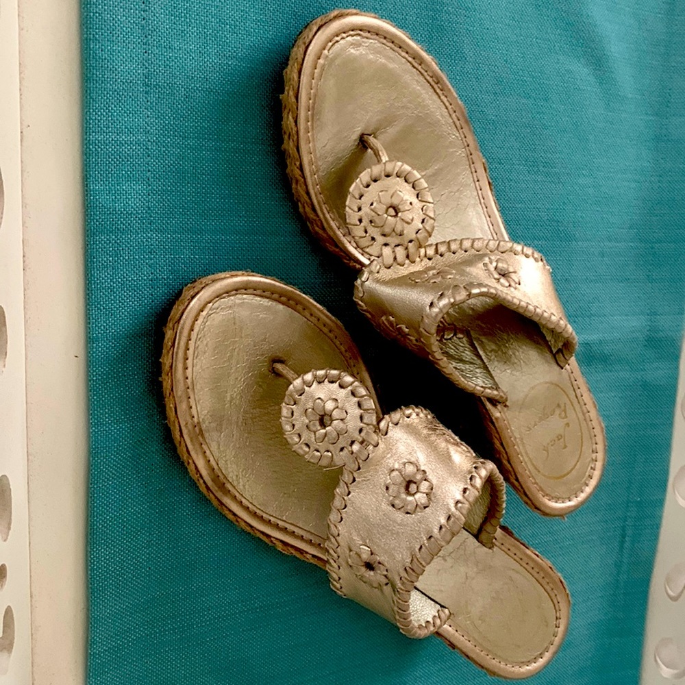 Jack Rogers classic gold wedges